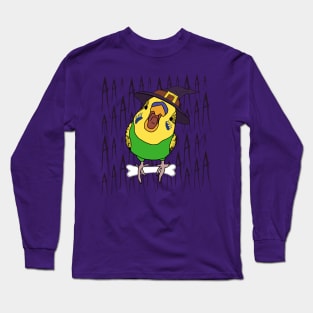 halloween screm - green budgie Long Sleeve T-Shirt